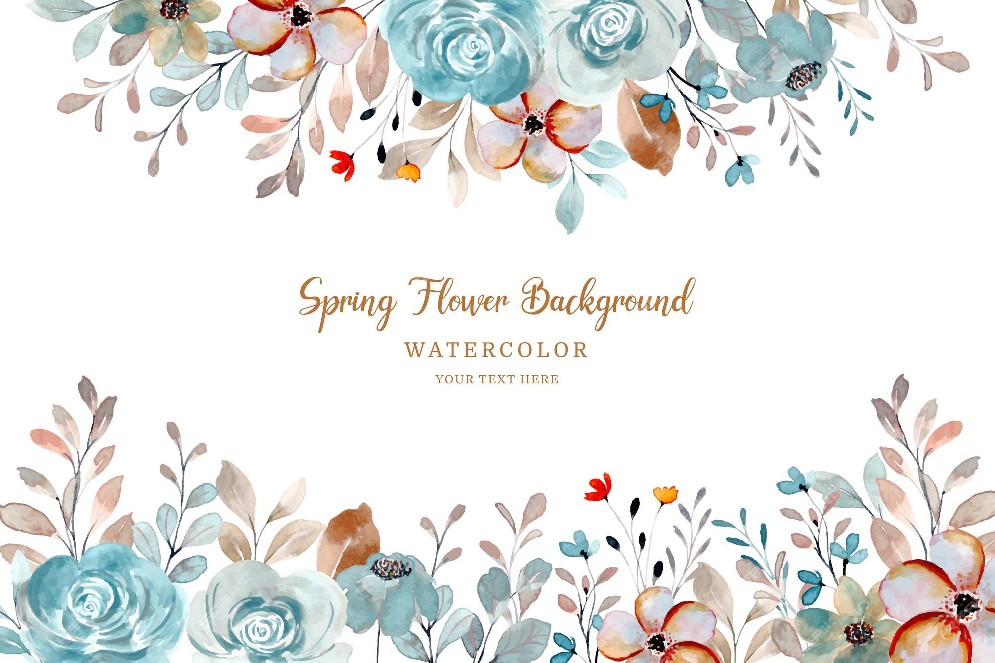 Premium Vector | Spring flower frame watercolor rose flower background