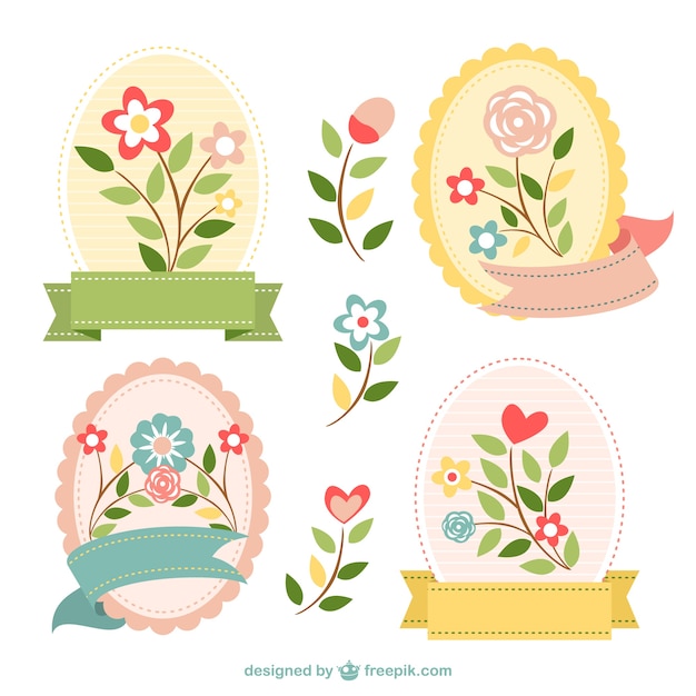Spring flowers badges