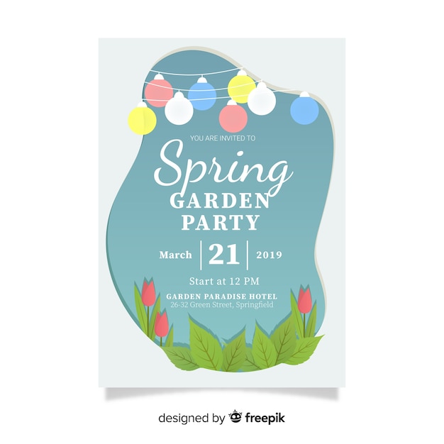 Spring Garden Party Flyer Free Vector