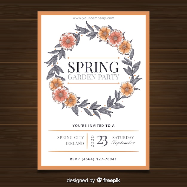 Free Vector Spring garden party invitation template