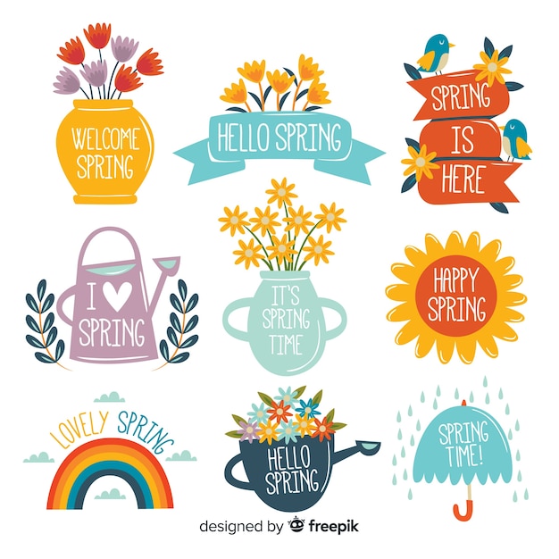 Download Spring label collection Vector | Free Download