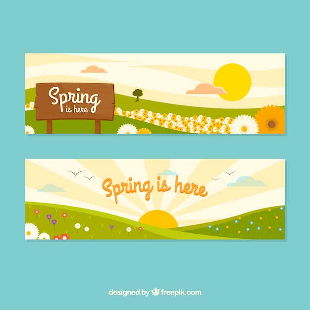 Spring landscape banners
