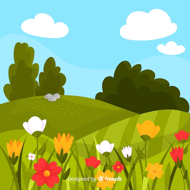 Free Vector | Spring landscape