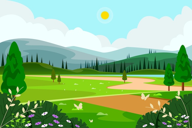 Premium Vector Spring Landscape