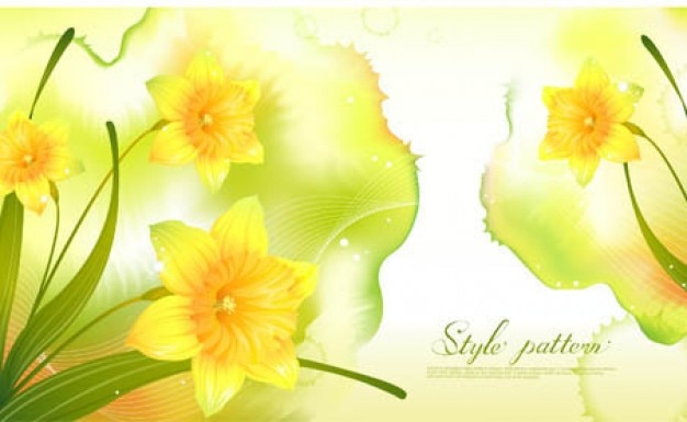 Spring narcissus on yellow background
