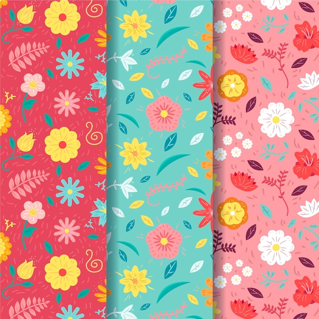 Free Vector | Spring pattern collection with flowers