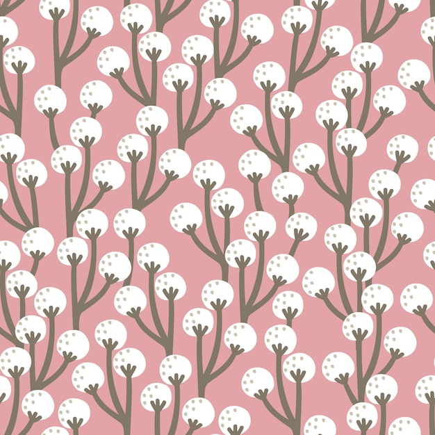 ピンクの背景のかわいい花と春のパターン プレミアムベクター