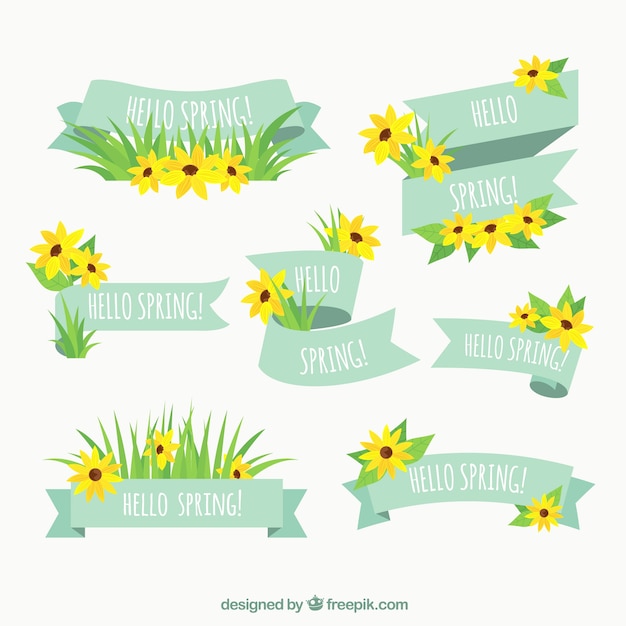 Spring ribbon collection with yellow\
flowers