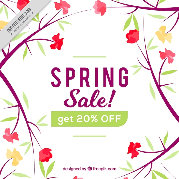 Download Spring sale background with floral decoration Vector ...