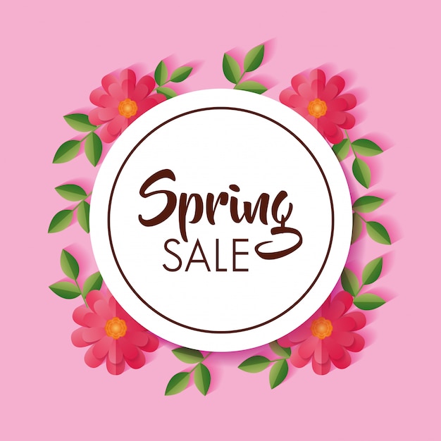 Download Spring sale banner with flowers Vector | Free Download