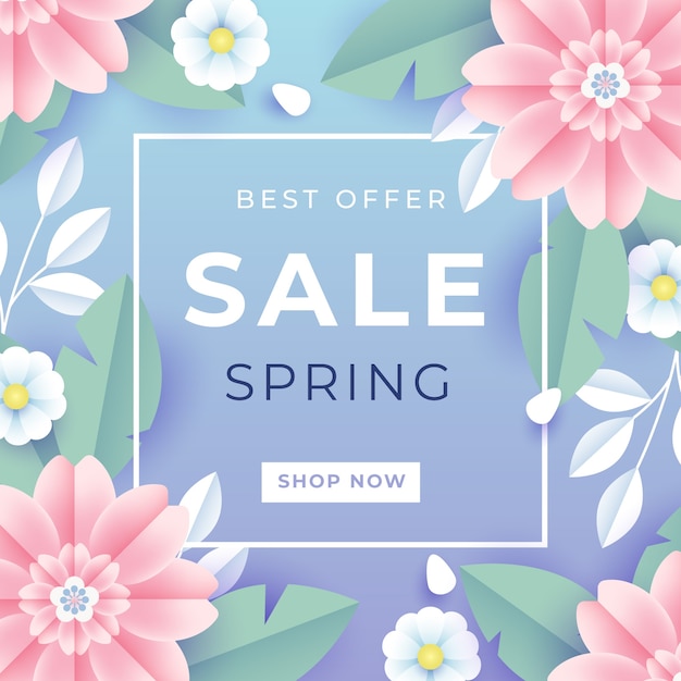 Download Spring sale in paper style with flowers | Free Vector