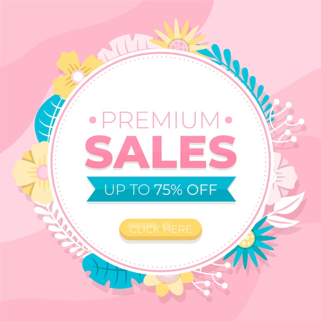 Download Spring sale with flowers flat design | Free Vector