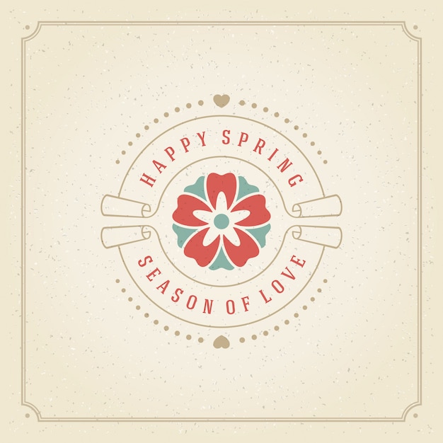 Spring typography quote label for greeting card. Premium Vector