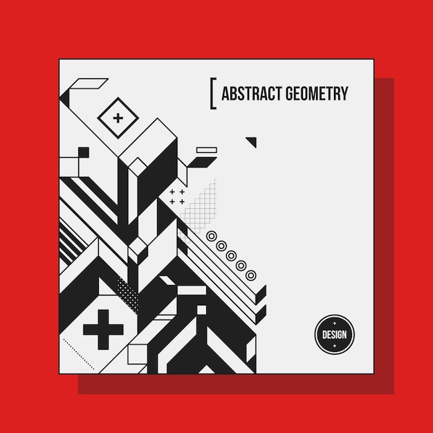 抽象的な幾何要素を持つ正方形の背景デザインテンプレート Cdカバー 広告 ポスターに便利です プレミアムベクター