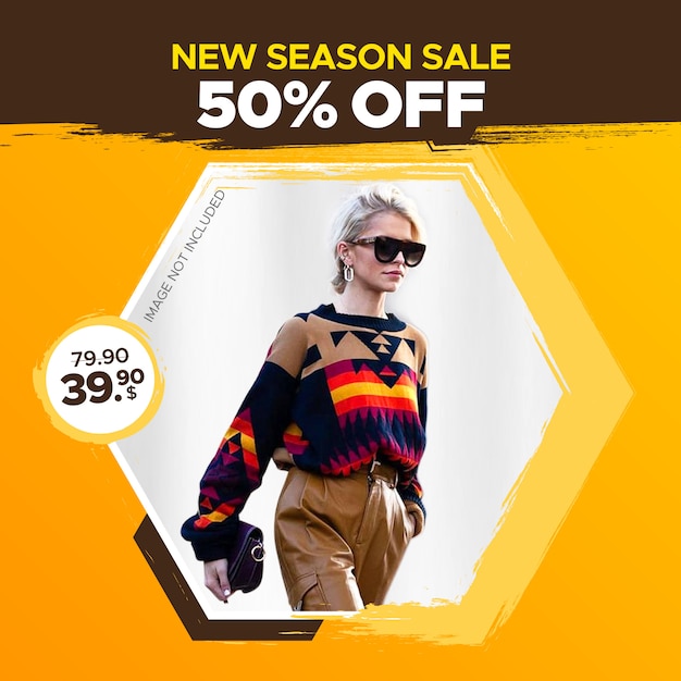 Premium Vector | Square fashion sale banner for web and social media post