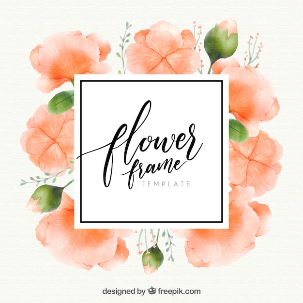 Download Square floral frame, cute flowers Vector | Free Download