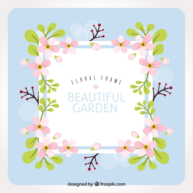 Download Square floral frame with cute flowers Vector | Free Download
