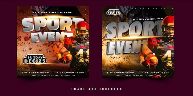 Square flyer or banner design vector sport event football soccer with simple layout Premium Vector