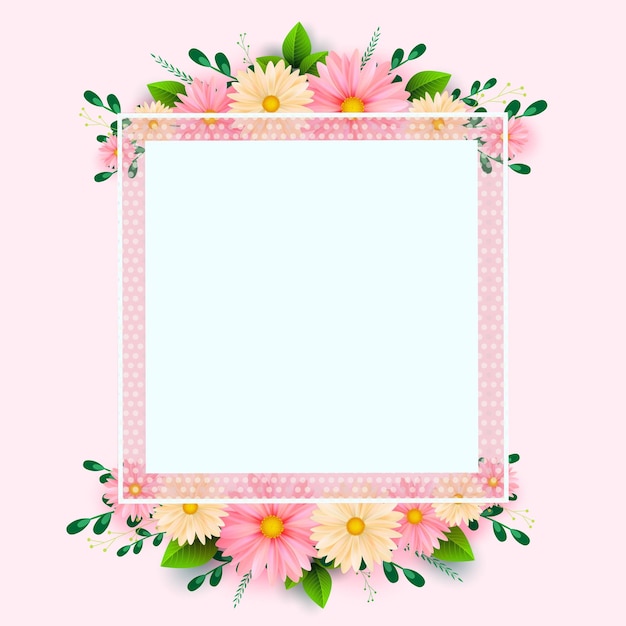 Premium Vector | Square frame and flowers on colorful background.