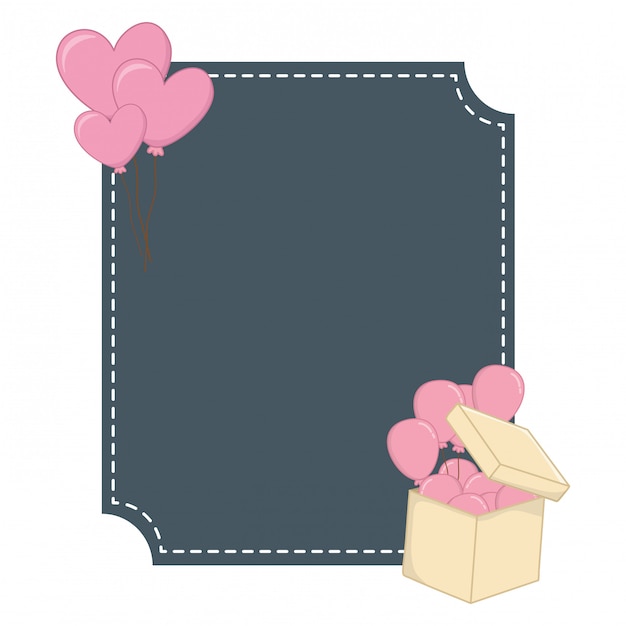 Download Square frame and heart shaped balloons Vector | Premium ...