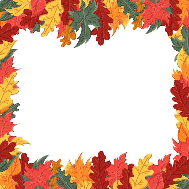 Premium Vector | Square frame with autumn leaves. background with the ...