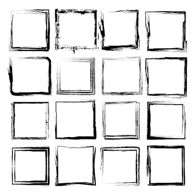 Download Square frame with grunge texture vector set | Premium Vector