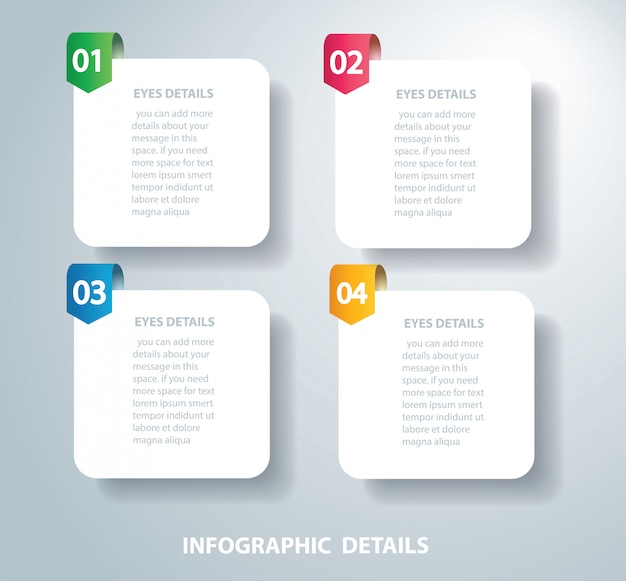 Square info graphic vector template with 4 options Premium Vector