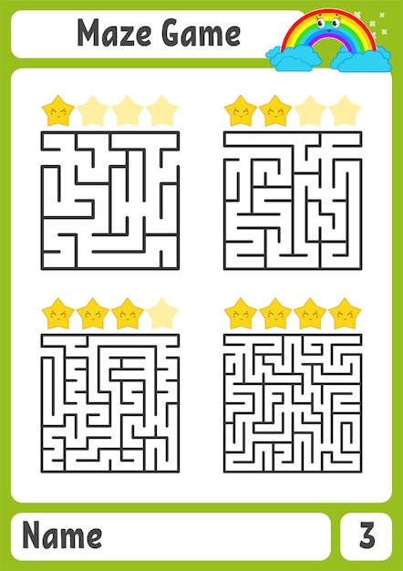 Premium Vector Square Maze Game For Kids Puzzle For Children Labyrinth Conundrum