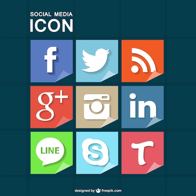 Square Social Media Icons Free Vector