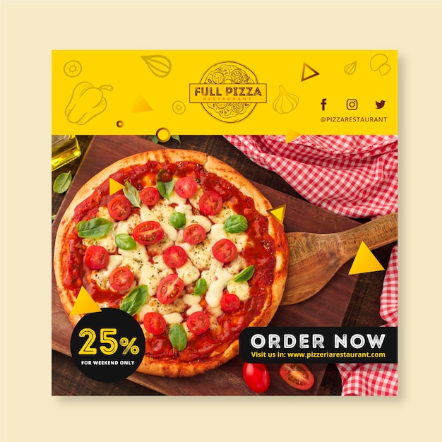 Free Vector Squared Flyer Template For Pizza Restaurant