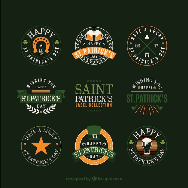 St. patrick's day badge / label collection Free Vector St. patrick's day badge / label collection Free Vector