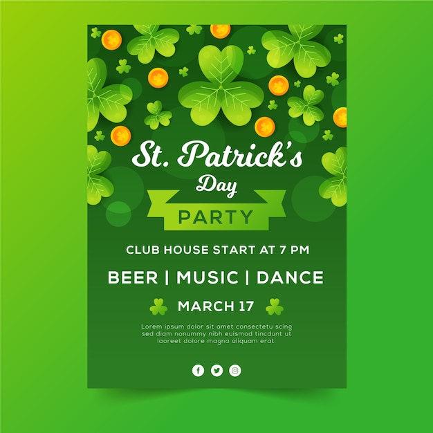 St. patrick's day flyer template in flat design Vector Free Download