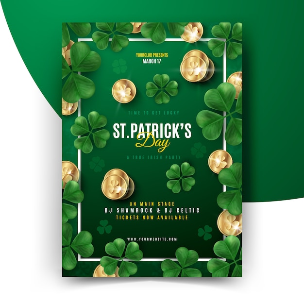 St. patrick's day flyer with golden coins Free Vector