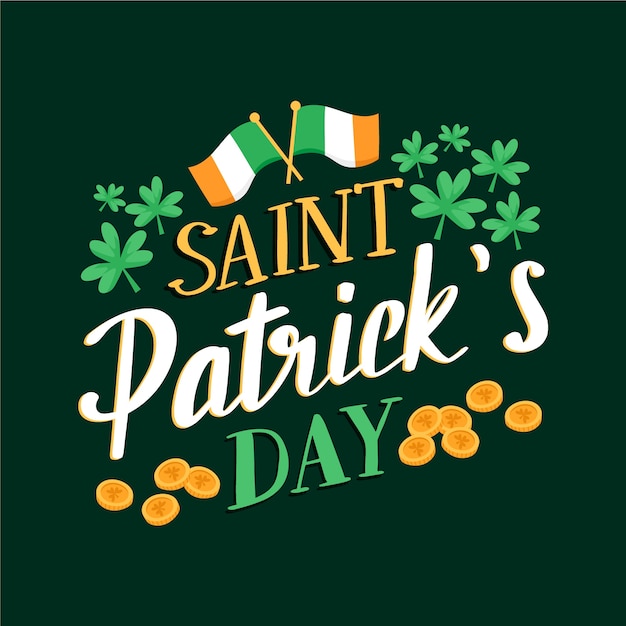 Free Vector | St. patrick's day lettering with flag of ireland