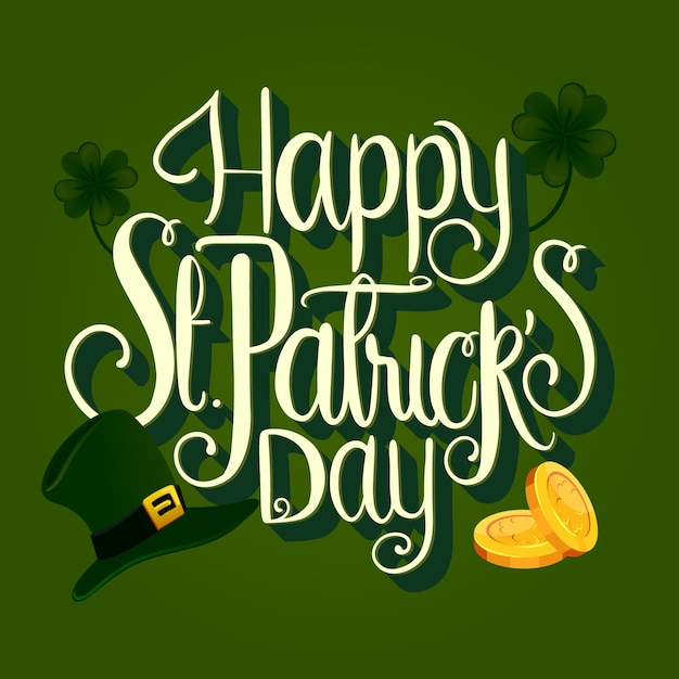 St. patrick's day lettering with golden coins | Free Vector