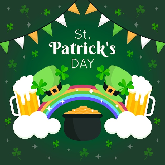 St. patrick's day rainbows and beers Vector | Free Download