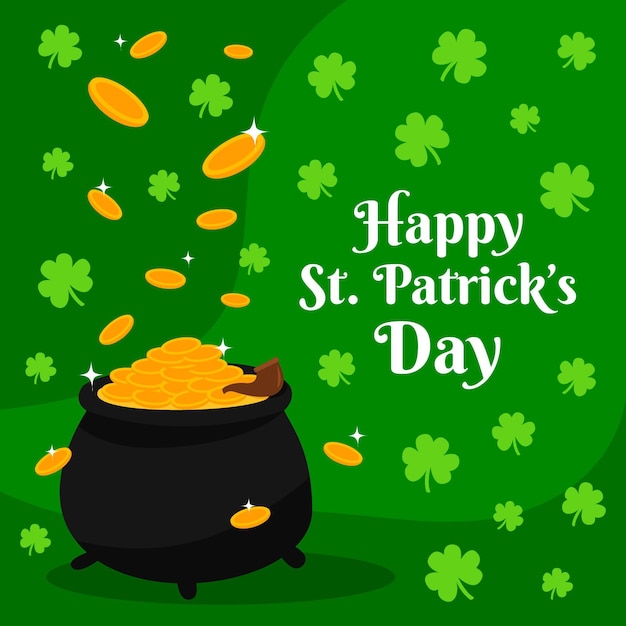 Premium Vector | St. patrick's day treasure with golden coins