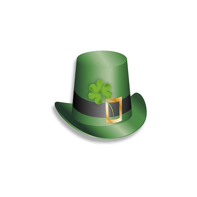 Premium Vector | St.patrick's green hat with irish shamrock leaves. 3d ...