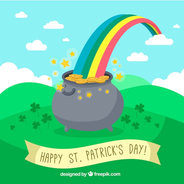 St patricks day background with rainbow Vector | Free Download