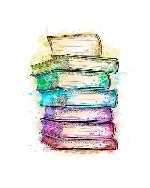 Premium Vector Stack Of Multi Colored Books From A Splash Of