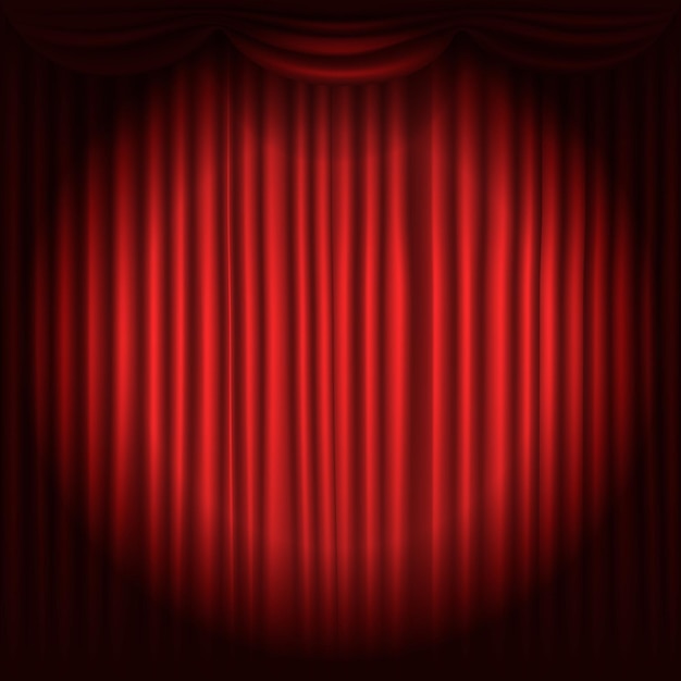 Premium Vector | Stage curtains with spot light vector illustration