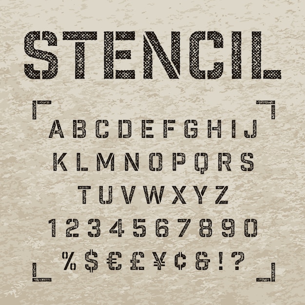 Premium Vector | Stamp Stencil Letters, Numbers And Symbols. Grunge Alphabet.
