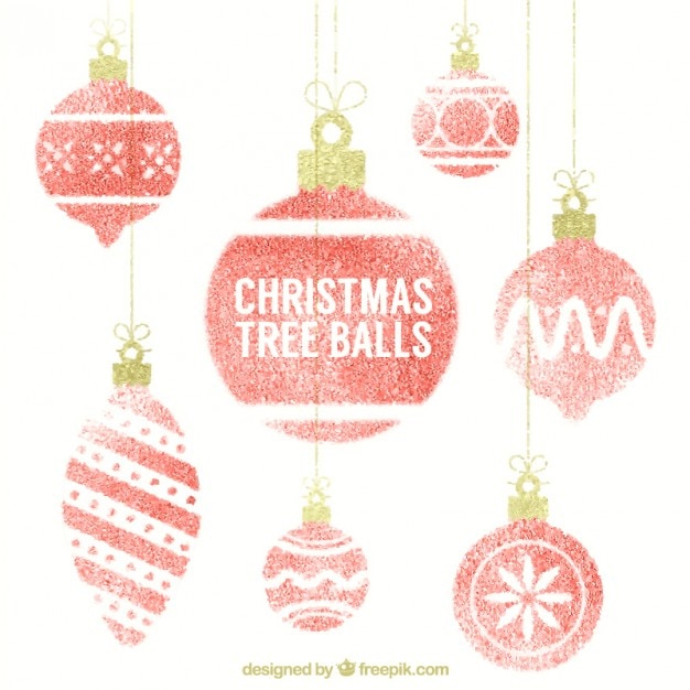 スタンプクリスマスツリーのボール 無料のベクター