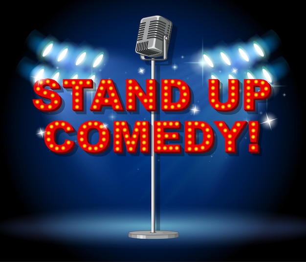 Premium Vector Stand Up Comedy Banner With Vintage Microphone