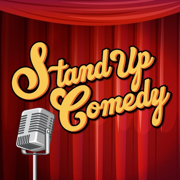 Free Vector | Stand up comedy banner with vintage microphone