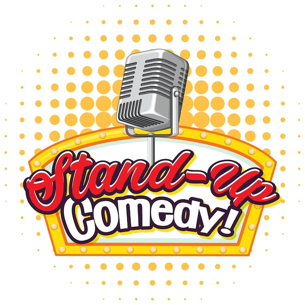 Free Vector Stand Up Comedy Banner With Vintage Microphone 