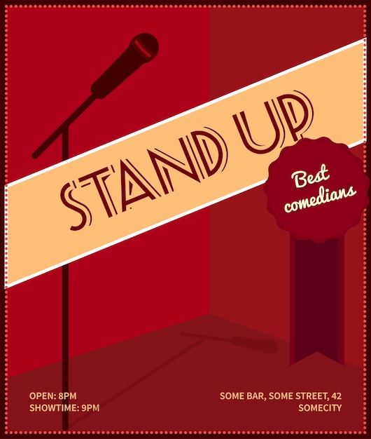 Premium Vector Stand Up Comedy Event Poster Retro Style Vector