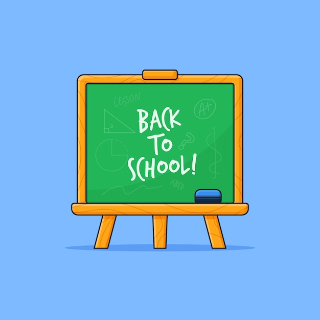 Premium Vector Standing Chalkboard With Back To School Chalk Writing Vector Outline Illustration 