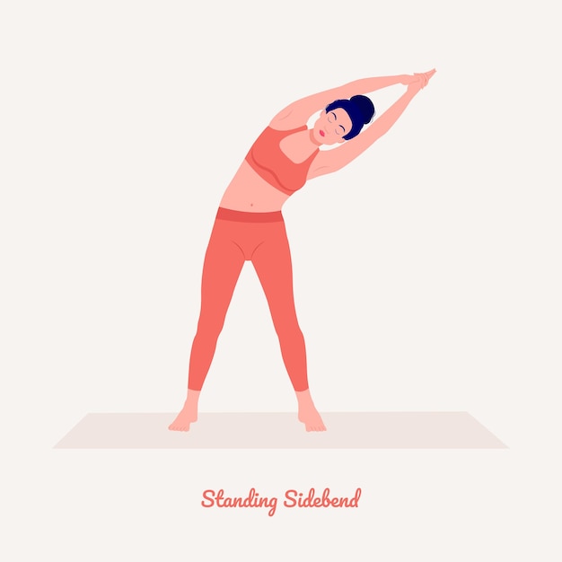 Premium Vector Standing Side Bend Yoga Pose Young Woman Practicing