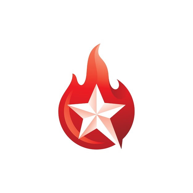 Premium Vector | Star and burning fire flame logo